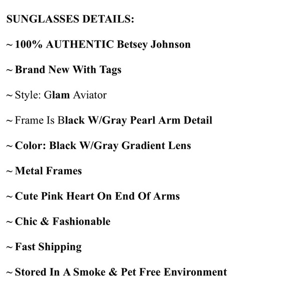 ‼️SOLD‼️Betsey Johnson Black Aviator Sunglasses - Picture 10 of 10